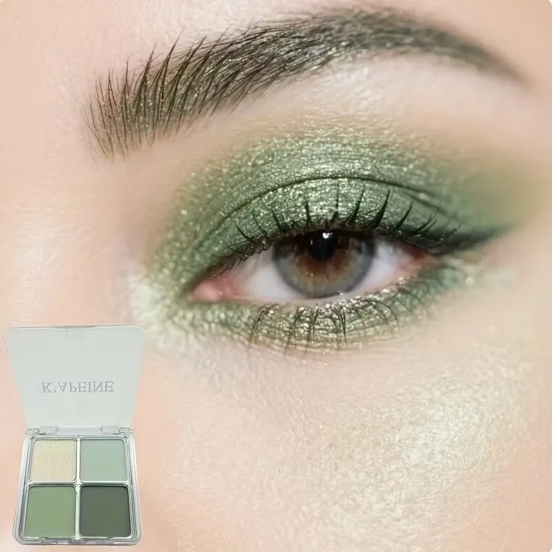 4-Color Green Eye Shadow Tray Low Saturation Palette Matte Korean Eye Makeup Pigment Eyeshadow Tray Lasting Eye Makeup Palette