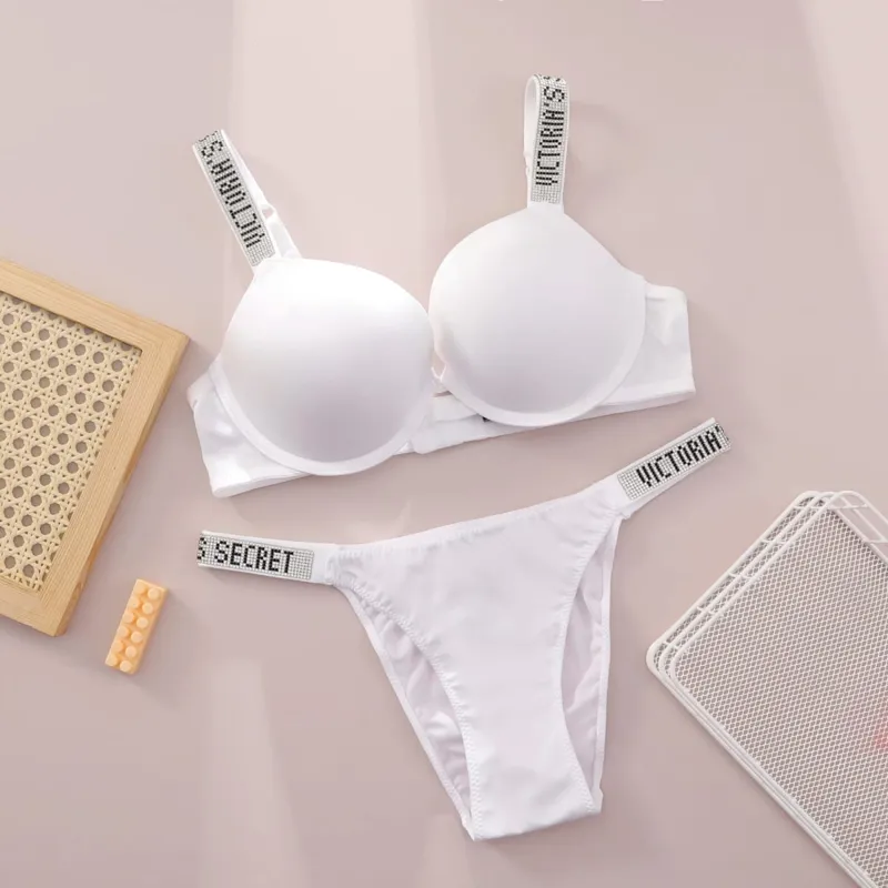 New Push Up Shapewear Adjustable Padded Gathered V Lace Lingerie Set Bra and Brief Women's Sexy Bra and Panty Set Comfortable