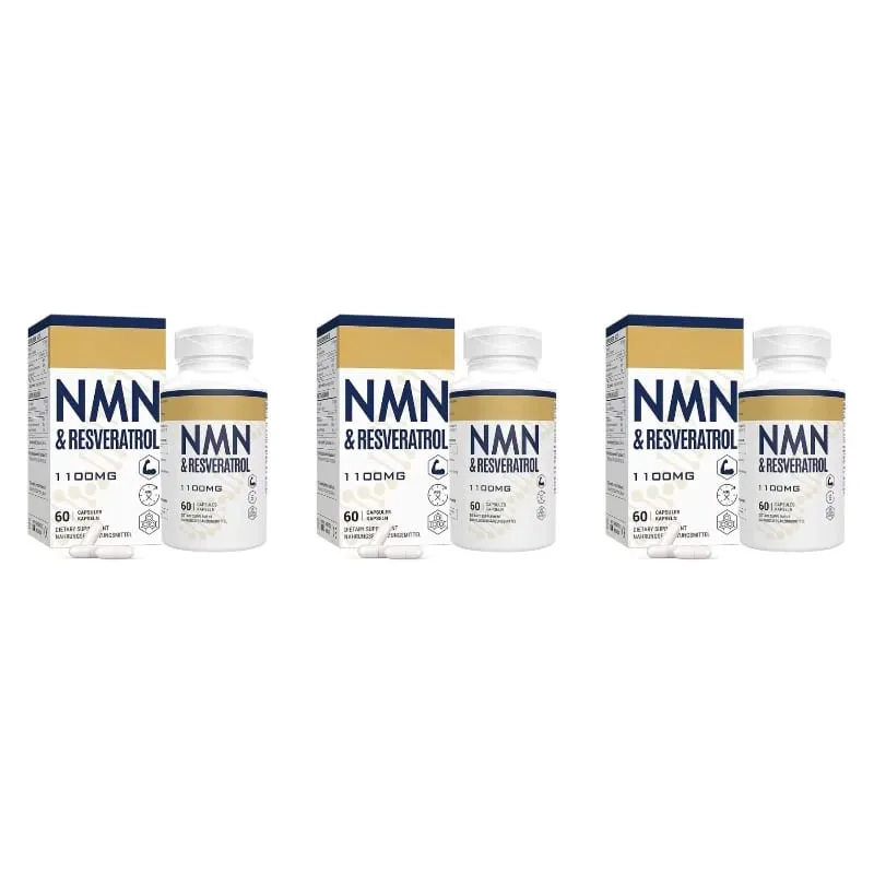 NMN & Resveratrol Capsules Antioxidant Complex Supplement with Black Pepper Extract 1100mg 60 Capsules