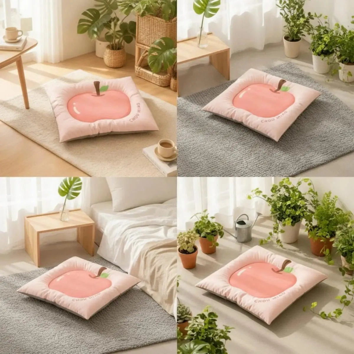 Washable Pet Mat with Padded Border Fruit Design Comfortable Sleeping Cushion for Small Dogs Cats Puppy Bedding Pet Supplies — image 5