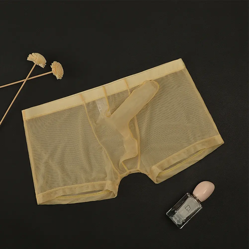 섹시한 남자 메쉬 투명 경량 속옷 통기성 복서 팬티 팬티를 통해 볼 총알 분리 남성 복서 팬티 — image 2