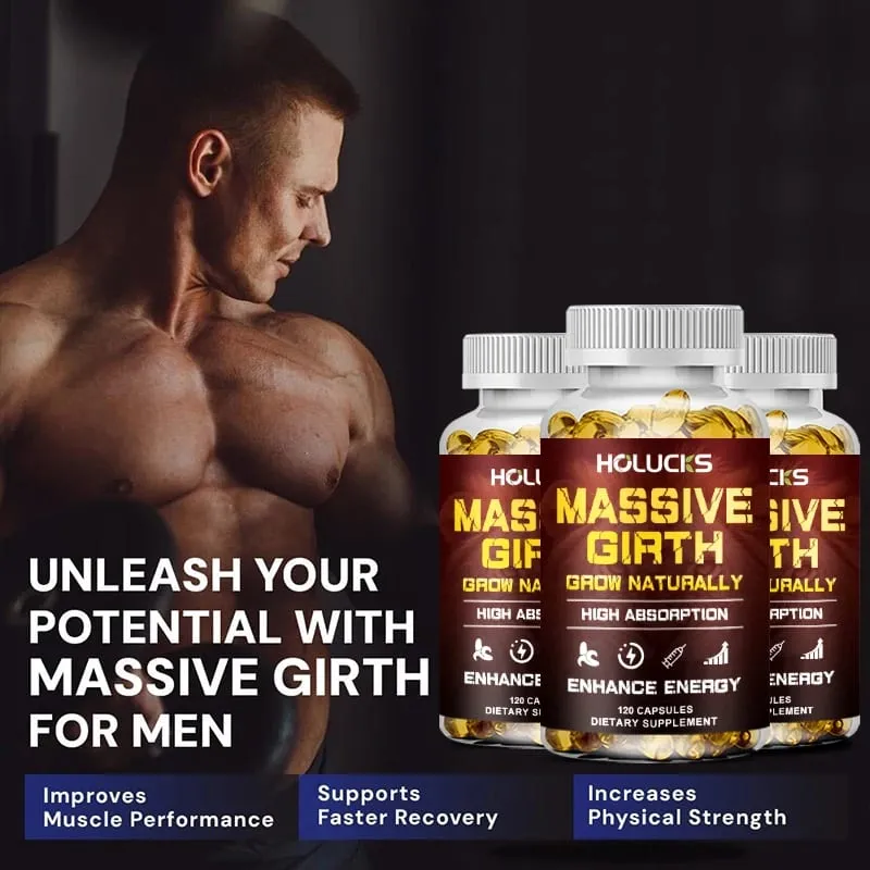 Buy 1 Get 1 Free! Massive Girth Supplement for Enhanced Blood Flow Stamina & Overall Male Performance Overall Wellness Vegan