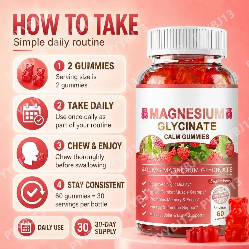 Magnesium Gummies Serving-Magnesium Glycinate and Magnesium Malate Sugar Free Magnesium Potassium Supplement for health Support