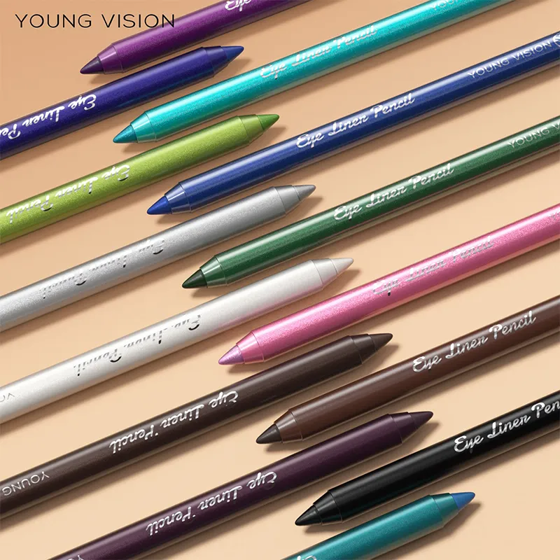 3pcs Pearlescent Eyeliner Pencil Blue Green Purple Multifunctional Eyeshadow Pencil Waterproof High Pigment Eye Liner Makeup