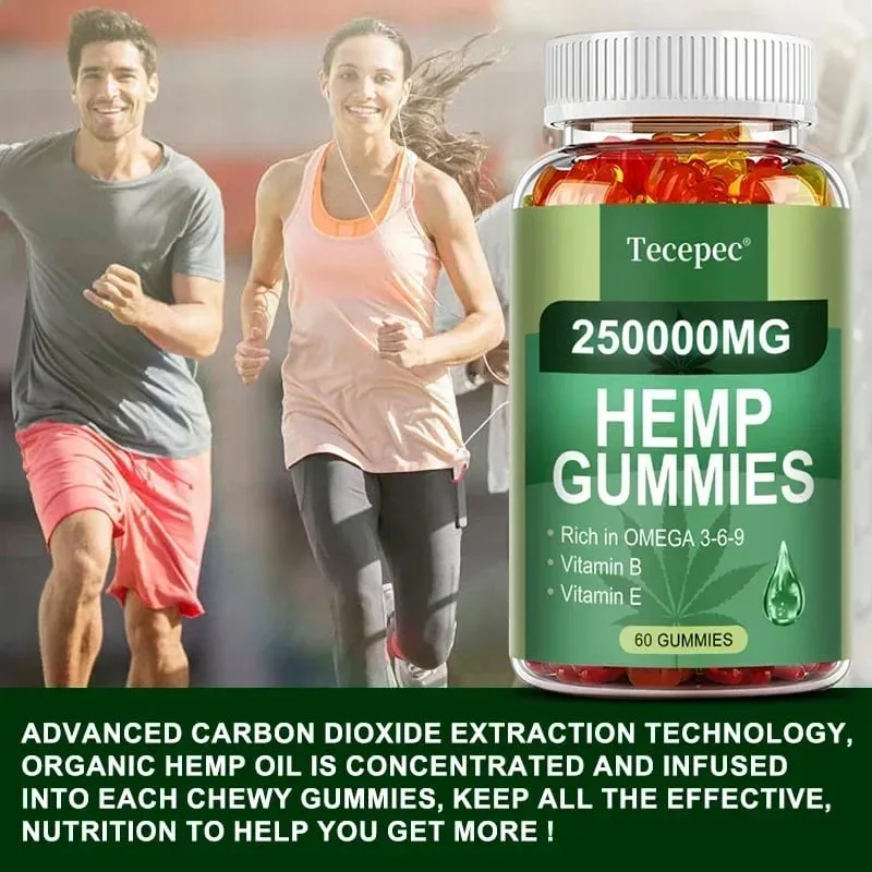 Contains Omega 3-6-9 Vitamin B E Gummies - Stress Relief Sleep Mood Skin Nails Focus Joint Support Non-GMO Supplement — image 4