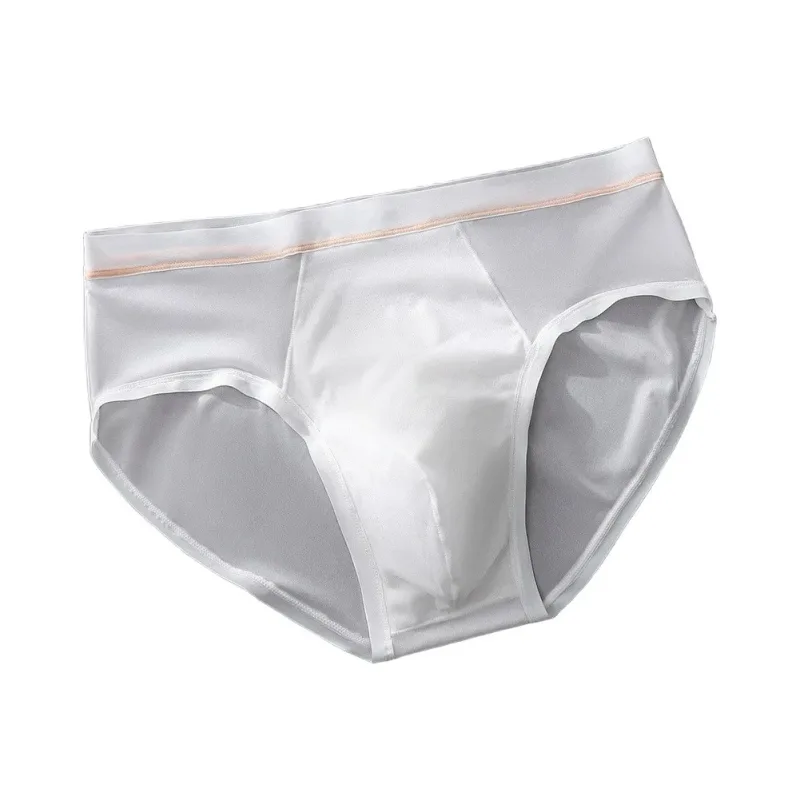 Men's Seamless Ice Silk Briefs Underwear Bulge Pouch Solid Breathable Panties Sexy U Convex Pouch Lingerie Underpants