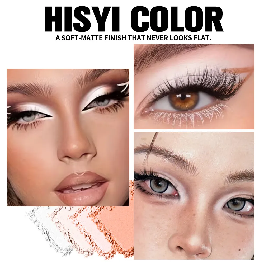 White Matte Eyeshadow Palette Cut Crease Base Highlighter Waterproof Long Lasting Brightening Eye Makeup Shell
