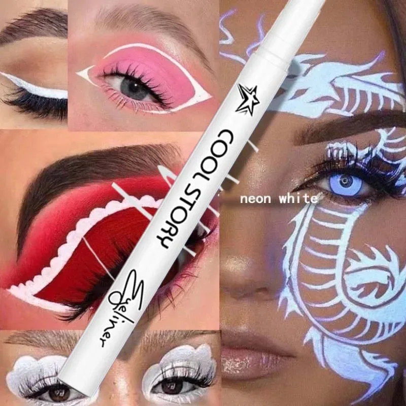 12-farbiger UV-fluoreszierender Eyeliner-Gelstift, wasserdicht, schnell trocknend, neonfarbener bunter Eyeliner, Weiß, Blau, Lila, Musik, Party, Augen-Make-up