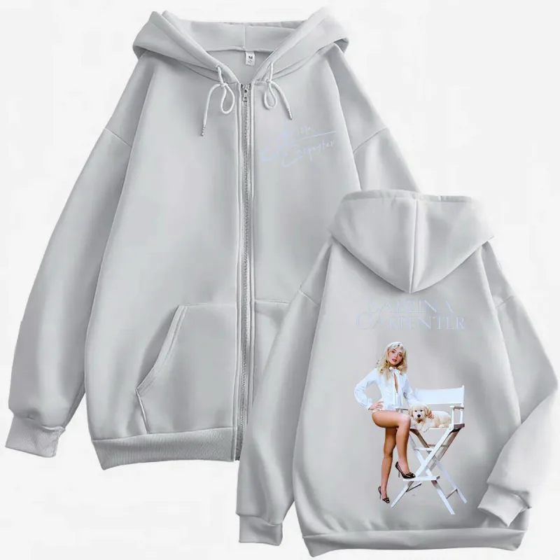 Singer Sabrina Carpenter Merch Zipper Hoodies Fashion Aesthetic Zip Up Pullovers Men's Women's Casual Long Sleeve Sweatshirts