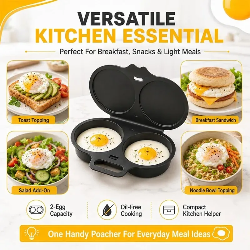 Pentola a vapore per microonde a doppia cavità Cuociuova Friggitrice in plastica per alimenti Stampo per cottura a vapore per uova Accessori da cucina Utensili da cucina — image 5