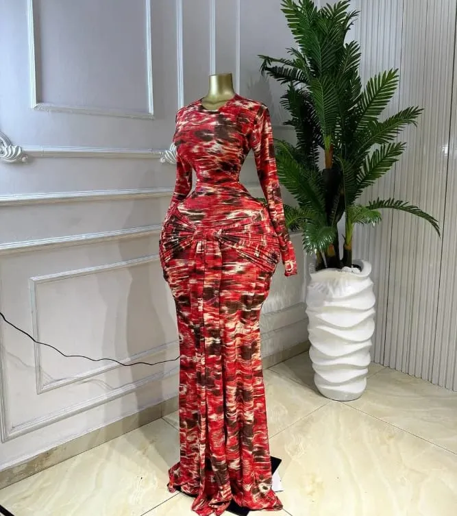 CM.YAYA Women Print O-neck Stacked Ruched Bowknot Streamer Mermaid Maxi Midi Dress 2026 Cocktail Birthday Holiday Party Dresses