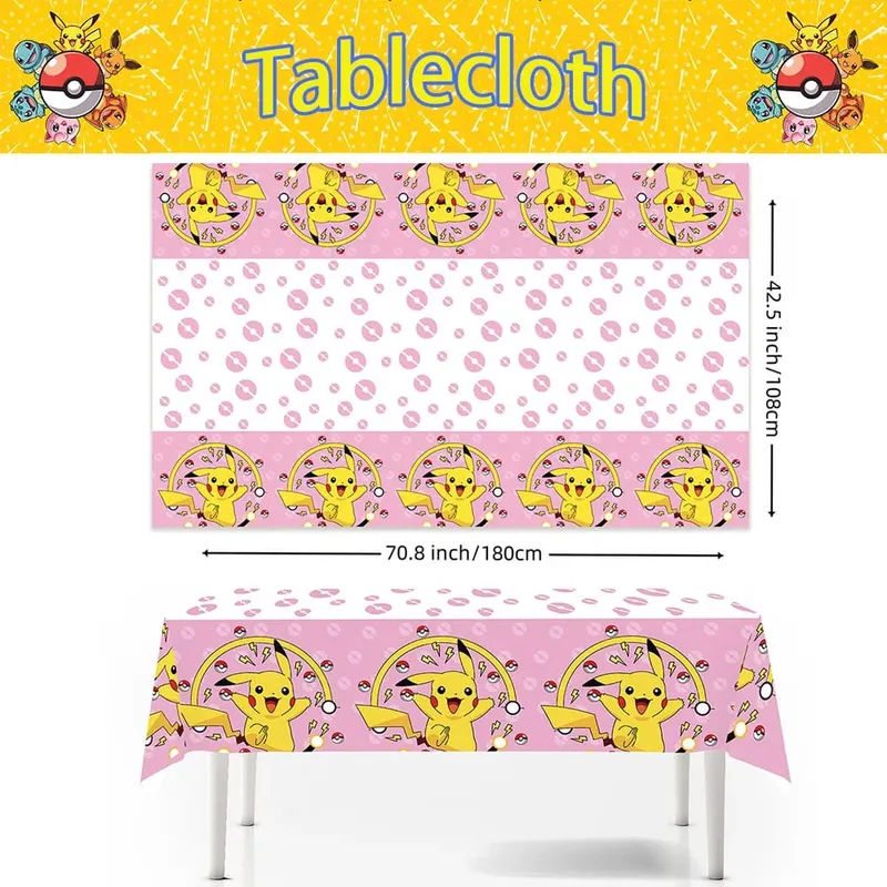 Mantel desechable de Pokemon para decoración de cumpleaños, mantel de Pikachu, regalos de cumpleaños para niños, suministros de baño para bebé, 1/10 Uds.