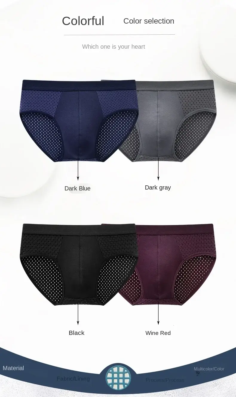 Homens sólidos verão roupa interior de seda gelo boxershorts cuecas respiráveis ​​roupa interior de fibra de carbono de bambu anti-bacteriano oco calcinha
