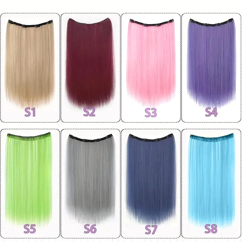 22‘’ Invisible 4Clip Long Straight Colored Synthetic Hair Extension Easy to Wear Suitable for Women's Daily or Holiday Wear. — image 3
