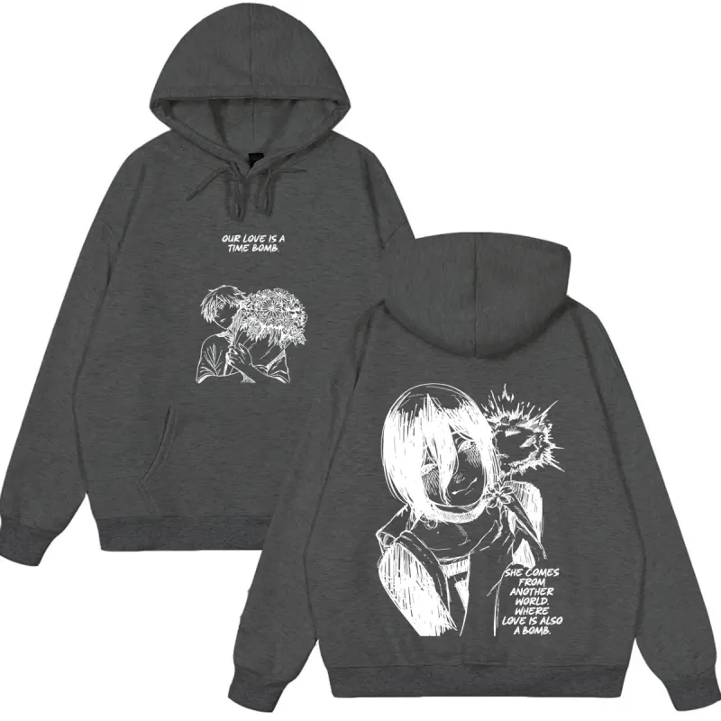 Anime Chainsaw Man T-shirt Reze Denji Manga Graphic Hoodies Winter Fleece wears Men Women Clothing Casual Oversized Streetwears