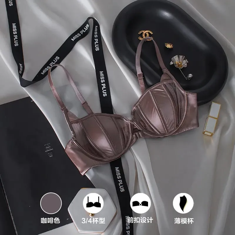 French Lace Front Buckle Back Beauty Brassiere Women Seamless Light Thin Non Wire Minimize Bust Invisible Daily Lingerie 32-38AB