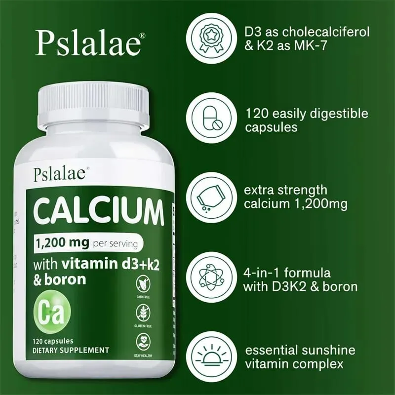 Calcium Supplement - Promotes Calcium Absorption Boosts Energy Strong Bones Supports Heart & Muscle Health Non-GMO