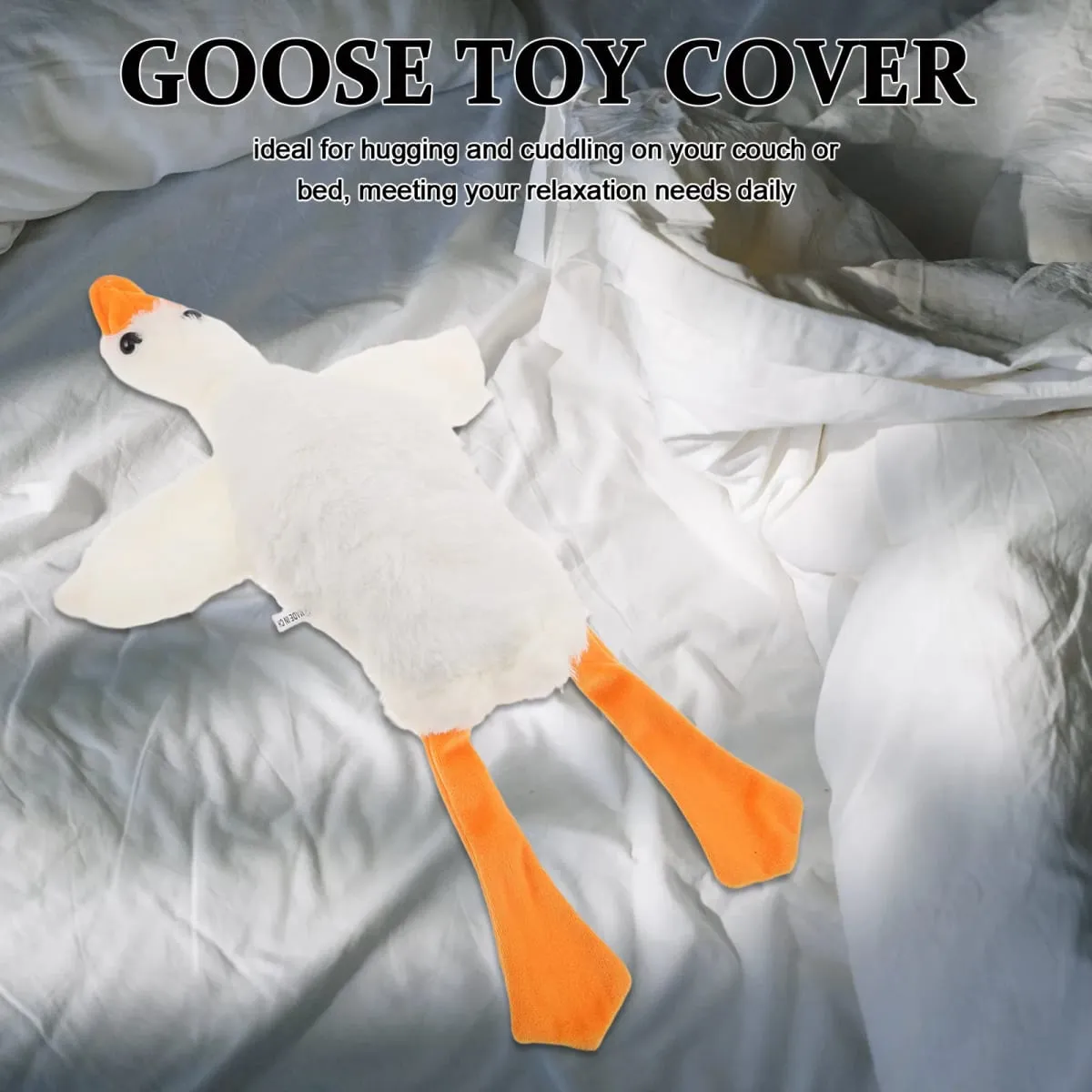 White Goose Stuffed Animal Pillow Case Soft Decorative Throw Pillow Cover 50Cm Kawaii Cartoon Goose for Sofa Couch Bed Party