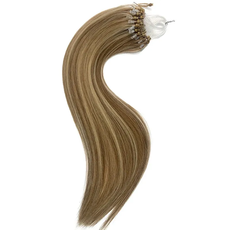 Remy Human Hair Extensions 14-24 Inch Micro Loop Ring Attachment Micro Bead Natural Looking DIY Hair Extension