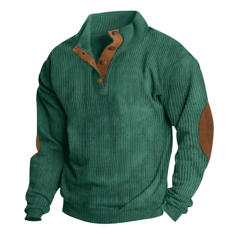 Men's Cargo Sweatshirt American Splicing Patch Pullover Men's Outdoor Jacket Corduroy Casual Long Sleeve Sweatshirt