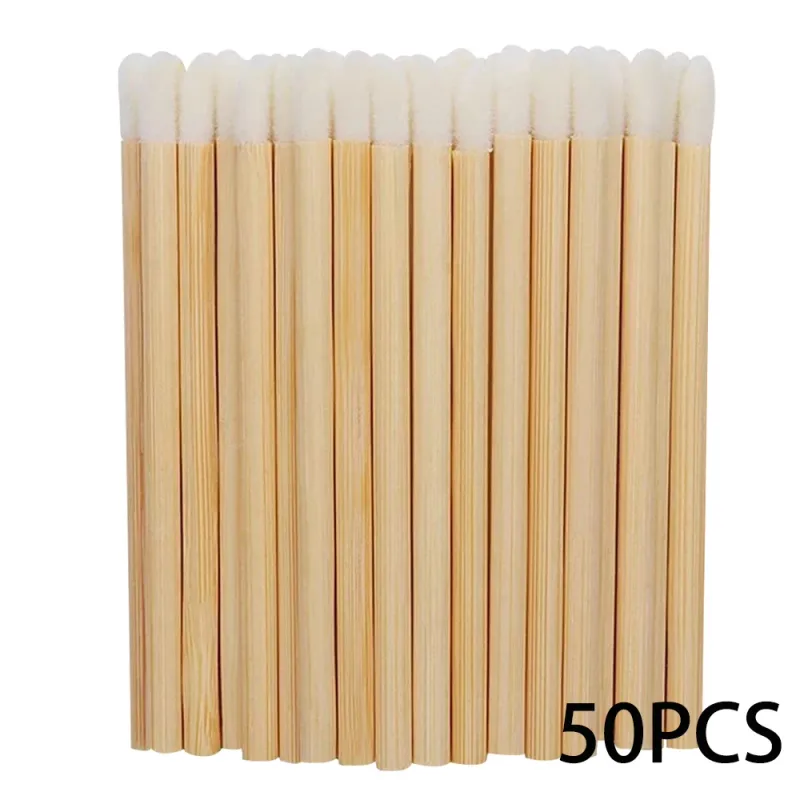 50/100pcs Brushes Bamboo Lipstick Handle Lip Brushes Extension Accessories Lip GlossWands Applicator Makeup Tool For Eyelashes