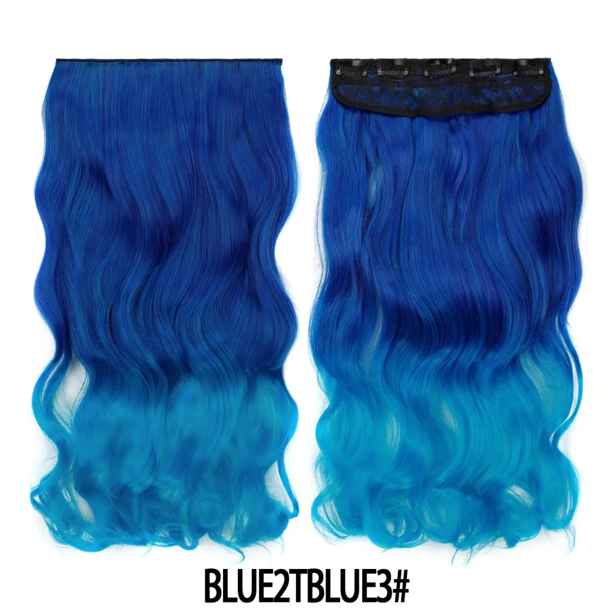 Jeedou One Piece 5 Clips Wavy Ombre Clip In Hair Extensions Long Water Wave Synthetic Curly Hair Piece Rainbow Colored Hair