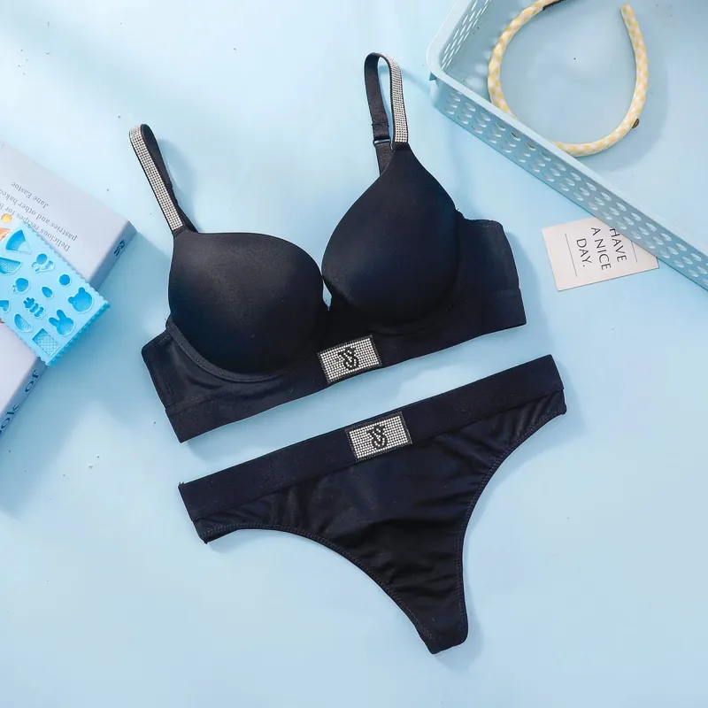 Victoria's Secret Women Bra And Panties Set Lace Push Up Wireless Lingerie Comfortable Breathable Underwear Set