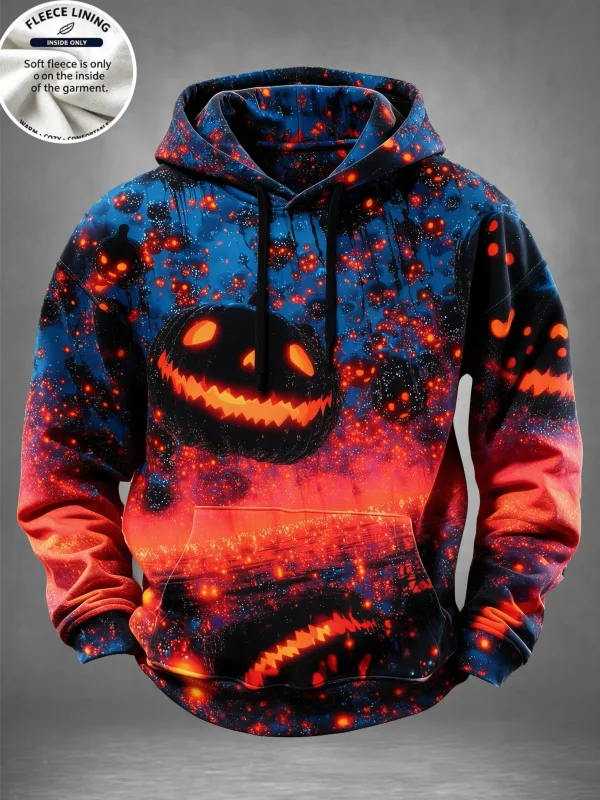 Englisch: Halloween Haunted House Ghost Pumpkin Bat Print Hoodie Herren Fleece gefüttertes POD Sweatshirt Lässiger Langarmpullover