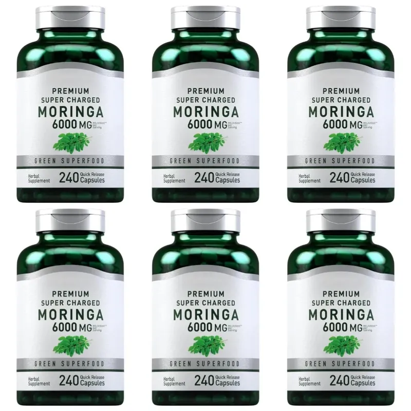Moringa Oleifera Supplement 6000mg Concentrated Leaf Extract Supports Overall Health & Wellness Non-GMO 240 Capsules for adult