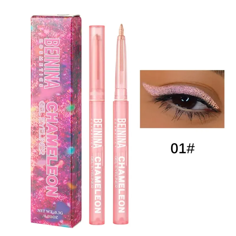 Metallic Chameleon Gold Eyeliner Gel Pen Pearlescent Polarized Glitter Green Inner Eye Liner Shiny Multicolor Soft Eyes Pigment