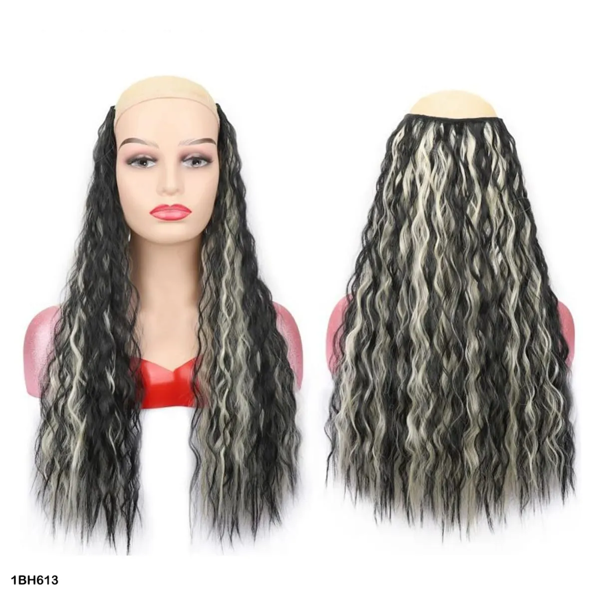 Synthetic Curly Hair Extensions Clip in One Piece 4Clips Deep Wave Long Hairpieces for Women Daily Use Party Hair Accessory