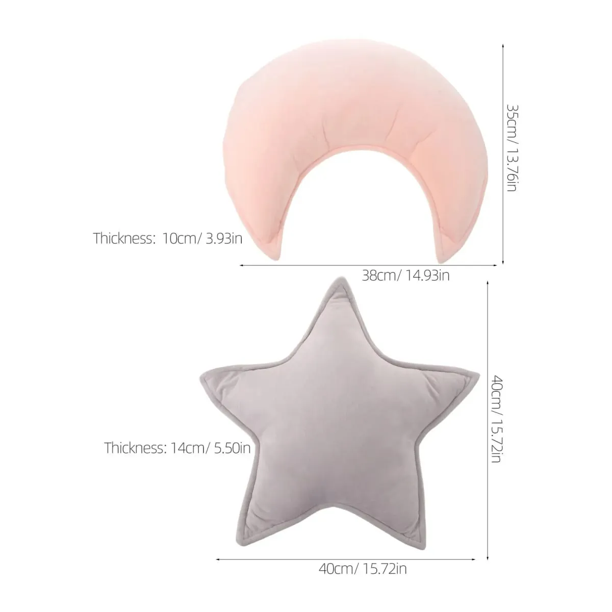 2Pcs Bantal Bulan dan Bintang Kusyen Bilik Bayi Hiasan Lembut Tapak Semaian Bantal Bantal Hiasan Katil untuk Ruang Tamu Bilik Tidur