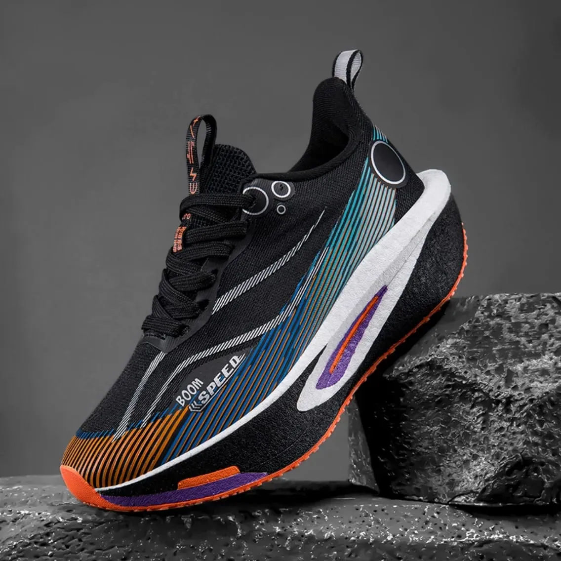 Men Marathon Running Shoes Carbon Plate Sports Sneakers Breathable Lightweight Mesh Comfortable Nonslip Athletic Shoes Unisex