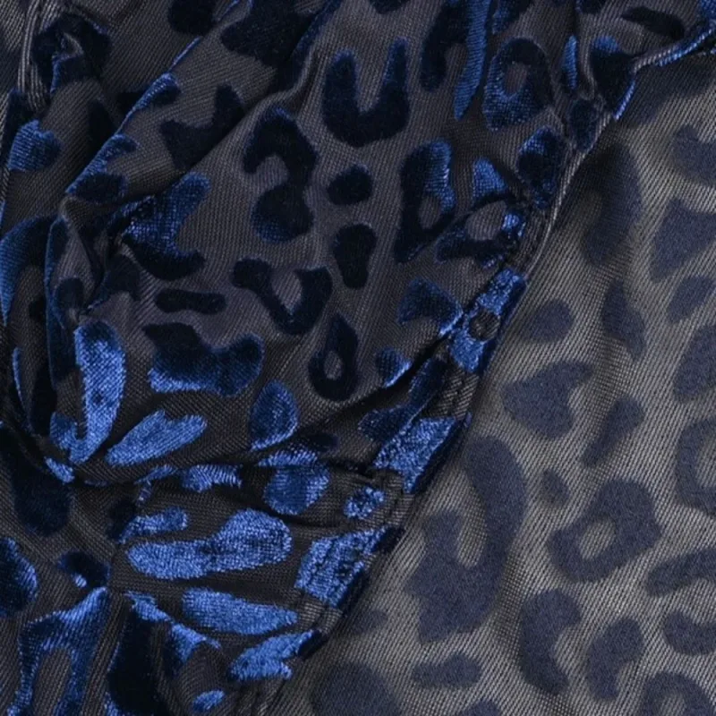 Comfortable Ice Silk Men Briefs Mesh Low Waist Sheer Underwear Convex Pouch Transparent Leopard Print Panties Date Night
