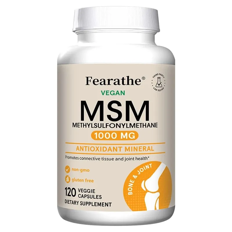 Farathe 메틸설포닐메탄(MSM) 1000 Mg 항산화제는 관절 건강의 균형 잡힌 칼슘 흡수를 촉진합니다. Non-GMO 글루텐 프리
