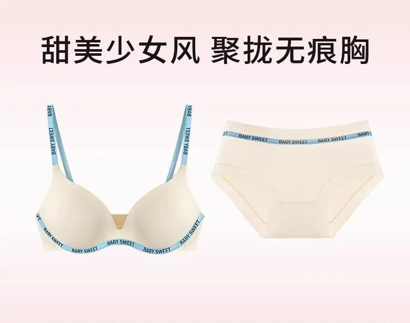 Seamless Bralette Set for Teens Wireless Comfort Push Up Padding Lightly Lined Pure Color Bra Panty Young Women Lingerie MOYISU