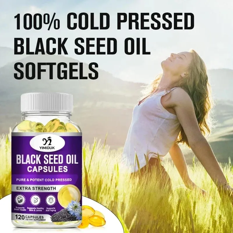 Yimiduk Premium Black Seed Oil Supplement for Overall Wellness & Vitality Joint & Brain Health & Immune System Anti Aging