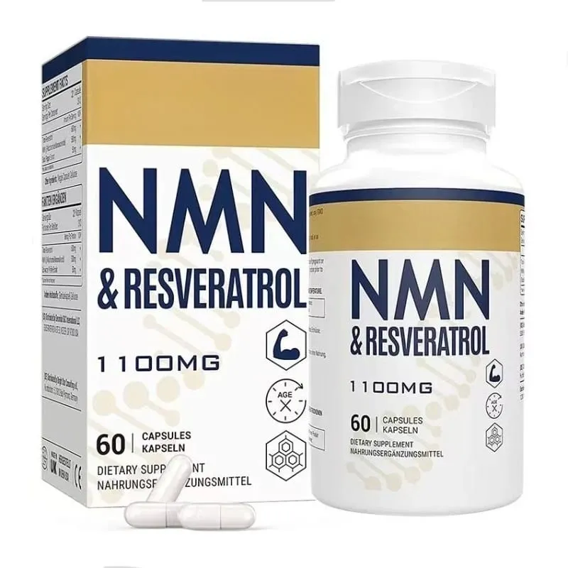 NMN & Resveratrol Capsules Antioxidant Complex Supplement with Black Pepper Extract 1100mg 60 Capsules