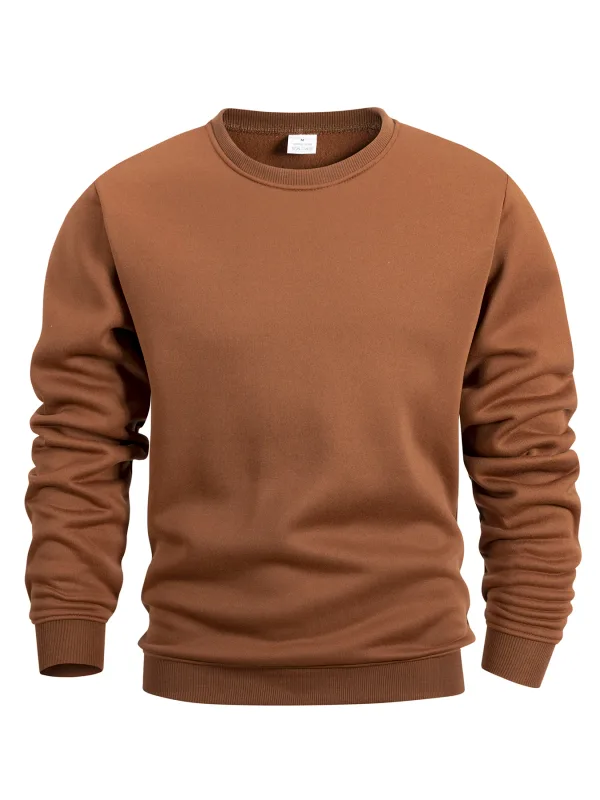 Men's Crew Neck Pullover Solid Color Large Sweatshirts Spring Autumn Outdoor Jogging Tops Men Casual Hoodies Streetwear