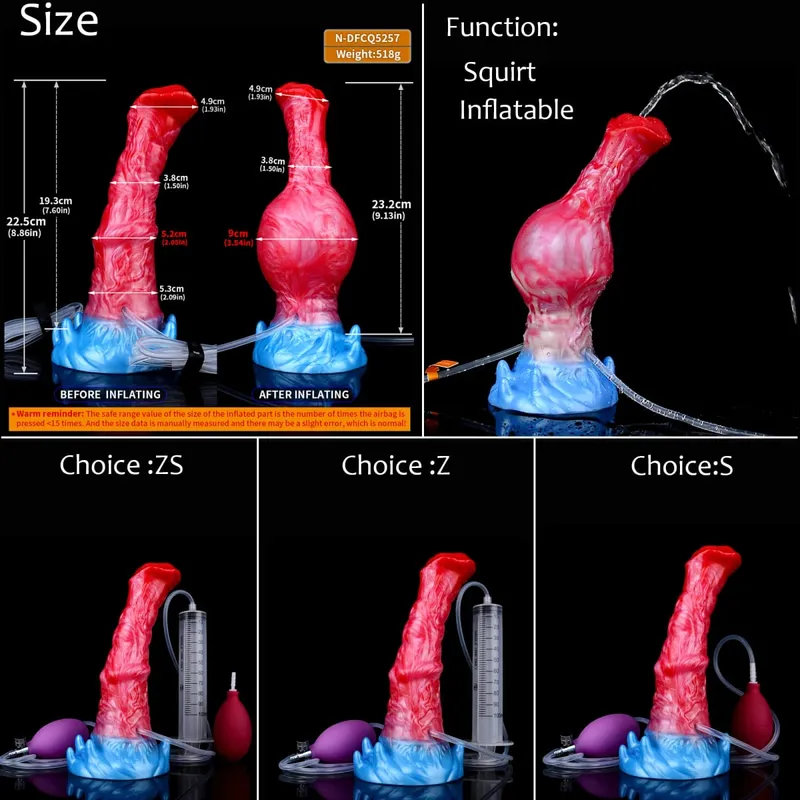 Gode ​​gonflable en Silicone avec nœud d'éjaculation, circonférence réglable, fantaisie, pénis de cheval, jouets sexuels pour adultes, dilatateur Anal