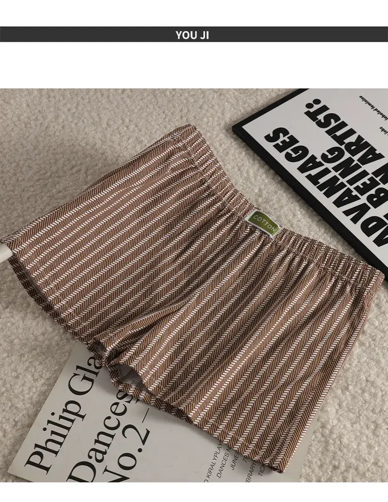 Men's Panties Striped Loose Breathable Home Boxers Underpants Plus Size Soft and Comfortable Cotton Boxers Sports Short Section — image 7