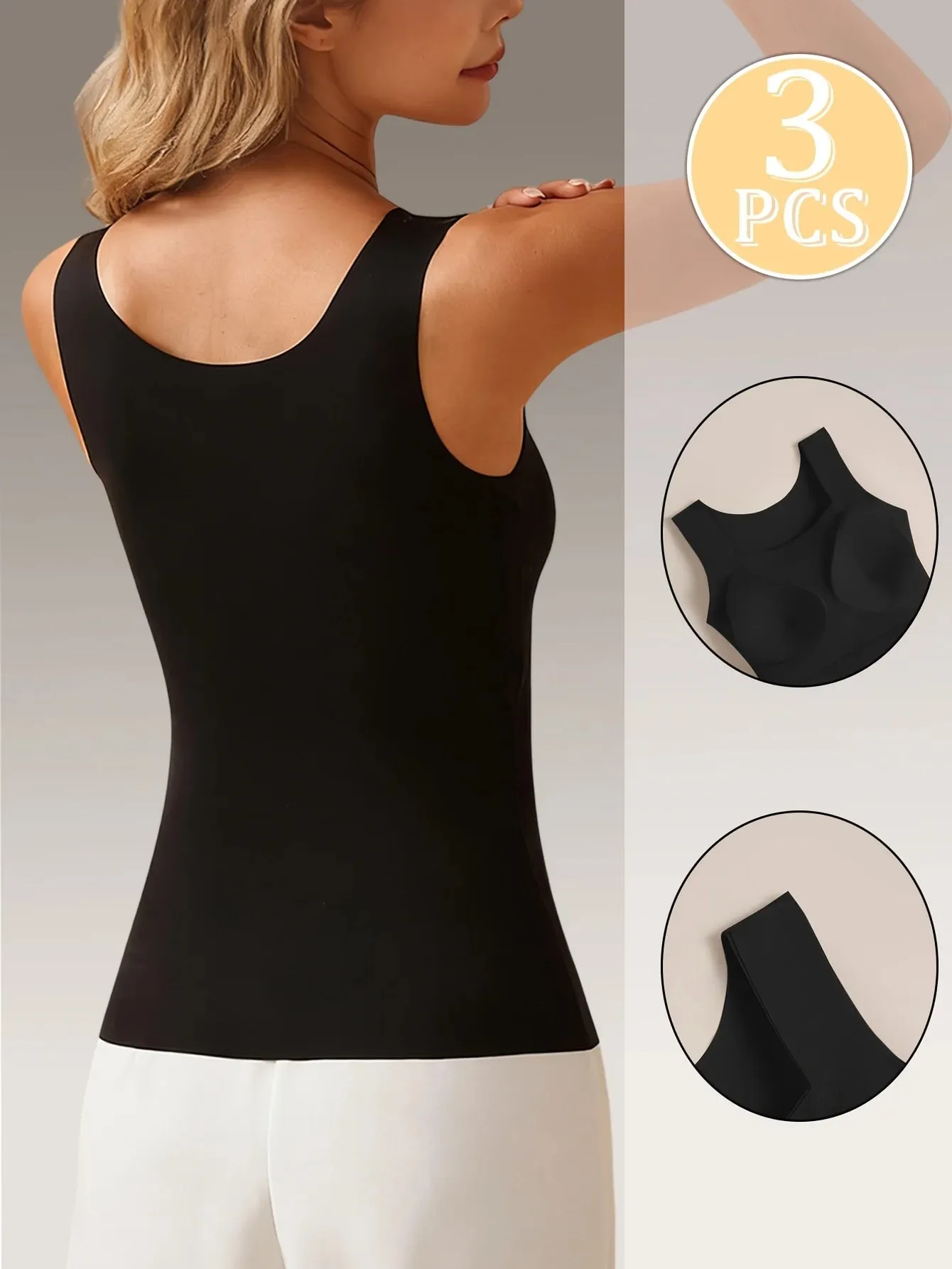 3-piece Autumn and Winter Women's Sling Vest New Inner or Single Wear Built-in Chest Pad