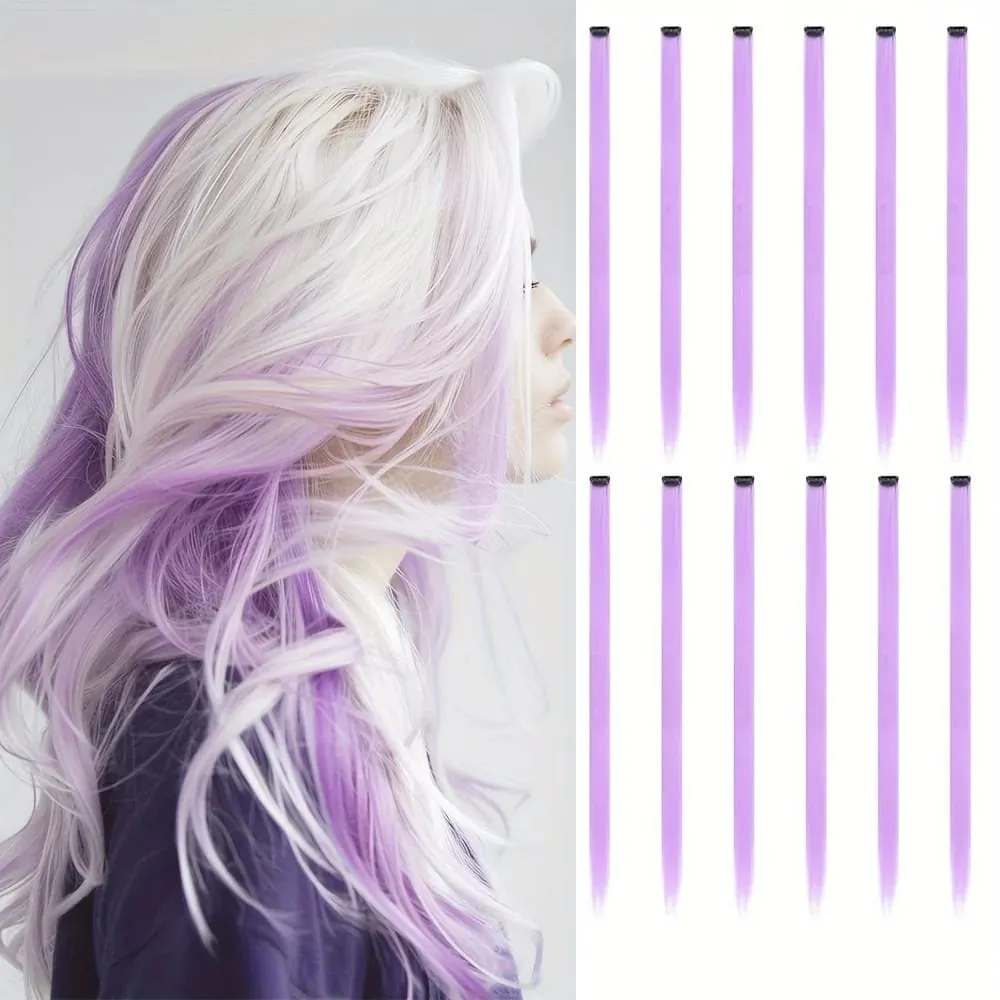 12Pcs Clip In Hair Extensions 22 Inch Synthetic Color Extensions Women's Exclusive Long Straight Style Multiple Colors Available
