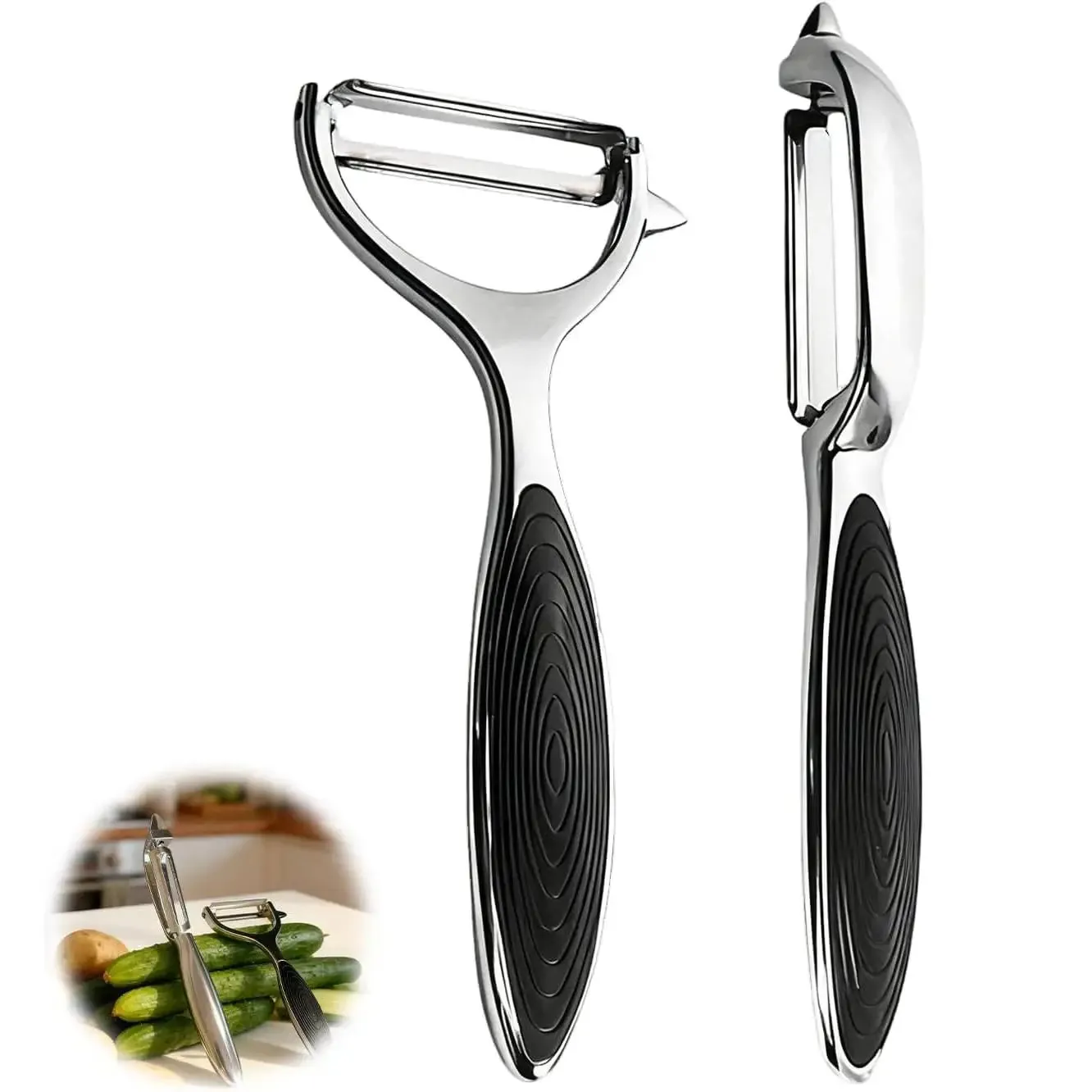 2pcs Potato Peeler Vegetable Peeler Zinc Alloy Y Shaped Rotatable Peeling Tool for Apple Potato Carrot Cucumber Fruit Kitchen