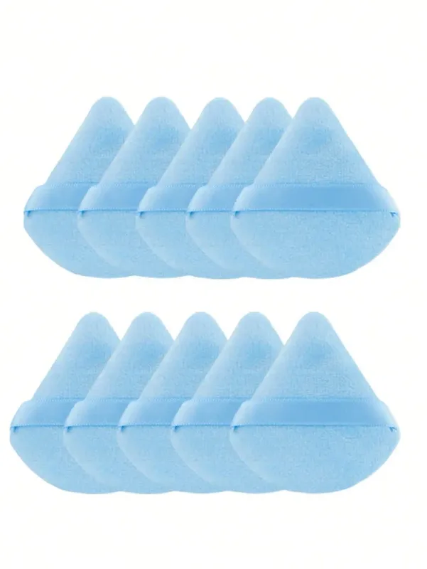 10 Pcs Triangle Velvet Powder Puff Pizza Flours Mini Face Makeup Sponge Cosmetics Washable Lightweight Makeup Tool