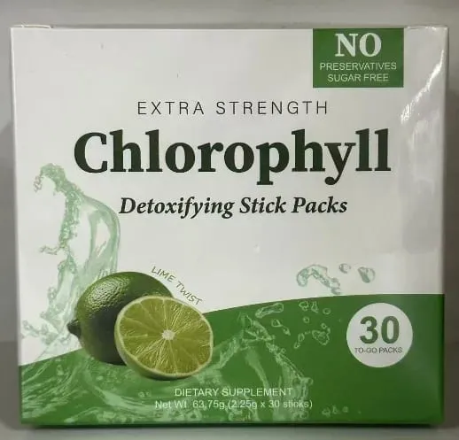 Chlorophyll Chlorophyllin 120mg Detox Stick Packs 30ct Sugar Free Prebiotic Gut Health Daily Support Non GMO Keto Supplement
