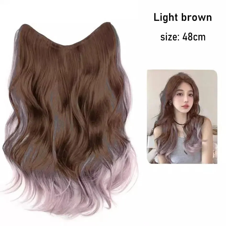 Synthetische 5 Clip 50 cm farbige Haarverlängerungen, Wasserwellen-Perücke, rosa Perücke, graue Perücke, Clip-on-Haarverlängerungen, Weihnachten