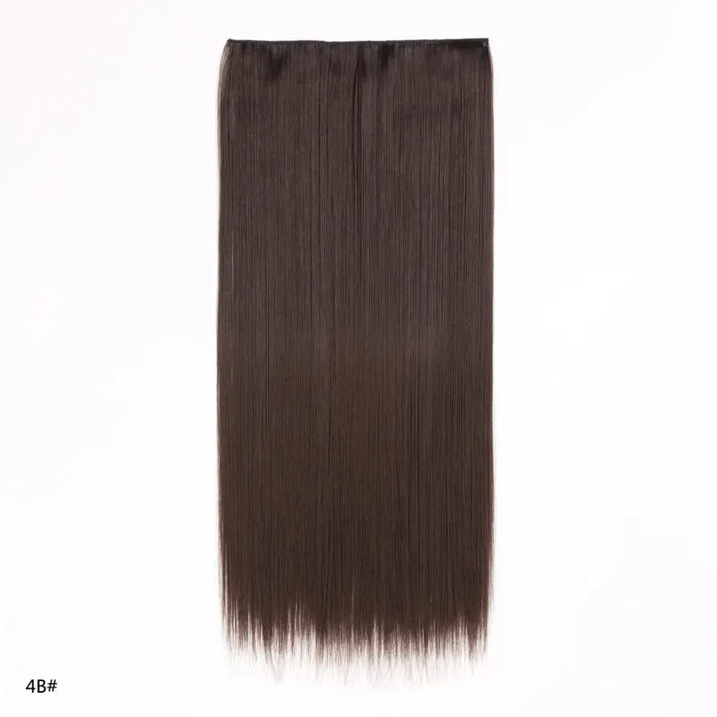 Long Straight Hair Clip In Hair Extension 5-Clips One Piece Natural Looking Synthetic Hairpiece for Women Ladies Daily Use