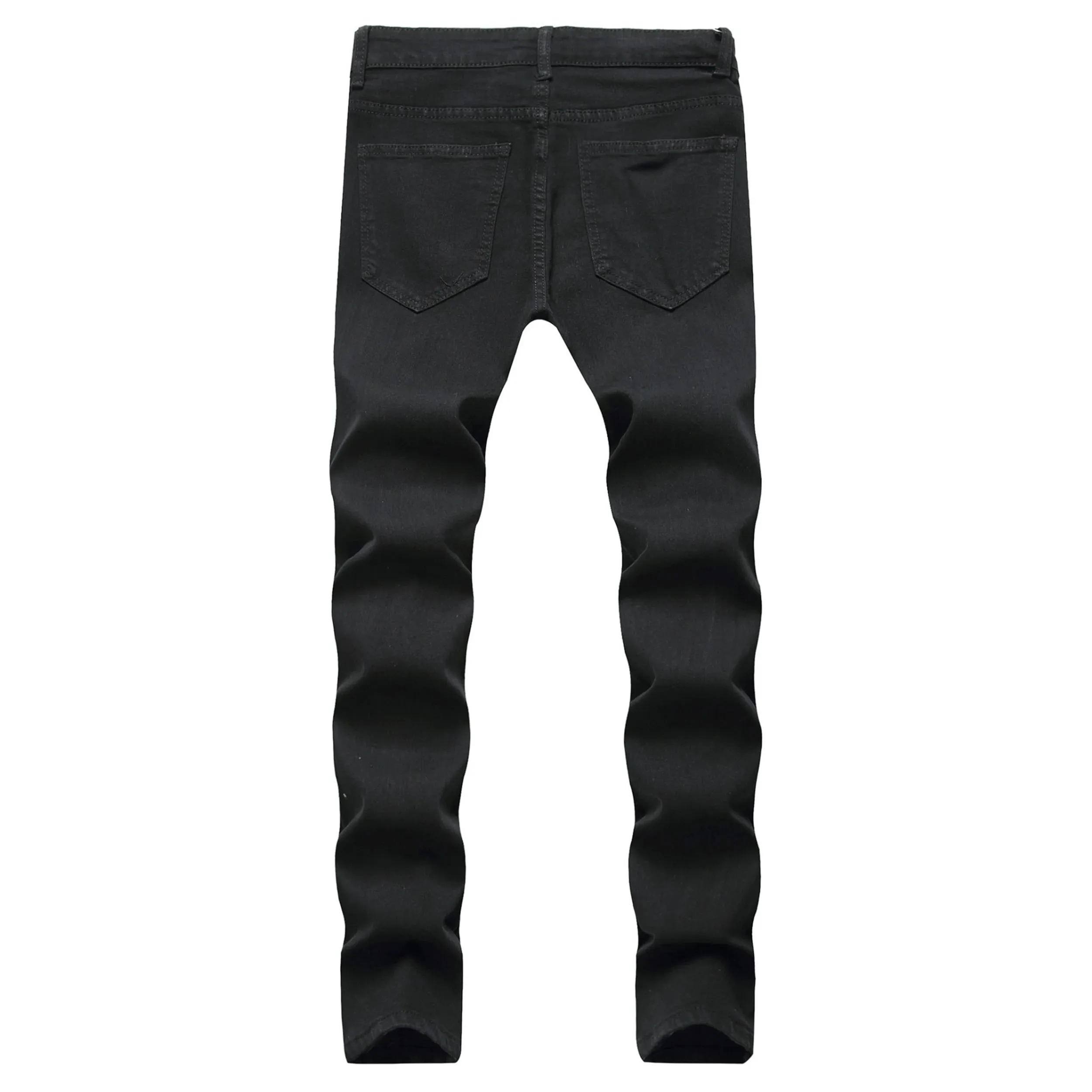 Skinny Stretch Ripped Jeans Men's Distressed Kpop Slim Fit Denim Pants American Street Style Rock Hip Hop White Black Trousers
