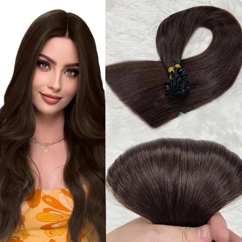 Human Hair Flat Tip Extension Remy Hair18-30inch Real Remy Silky Straight Black Brown Pre Bonded Keratin Fusion Hair